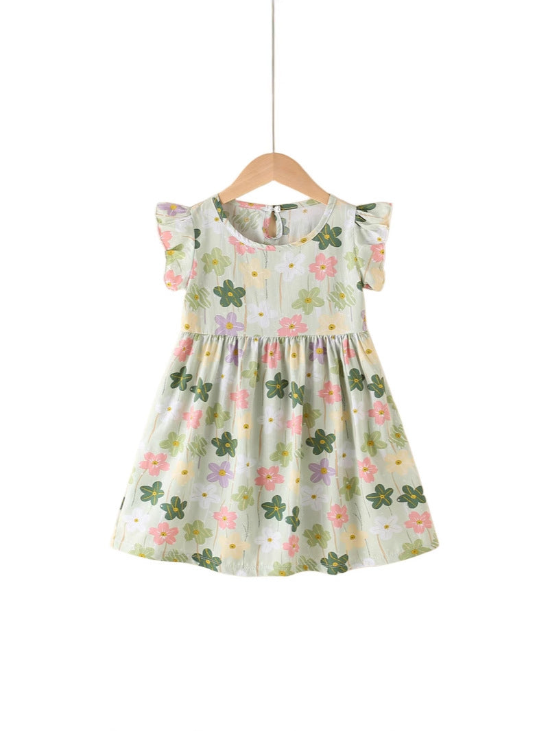 Girls Summer Floral Princess Dress Cotton Silk 2025