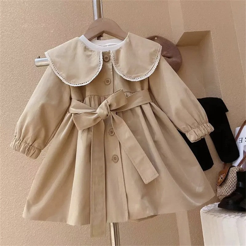 Girls Khaki Trench Coat 2026 Autumn Stylish Jacket