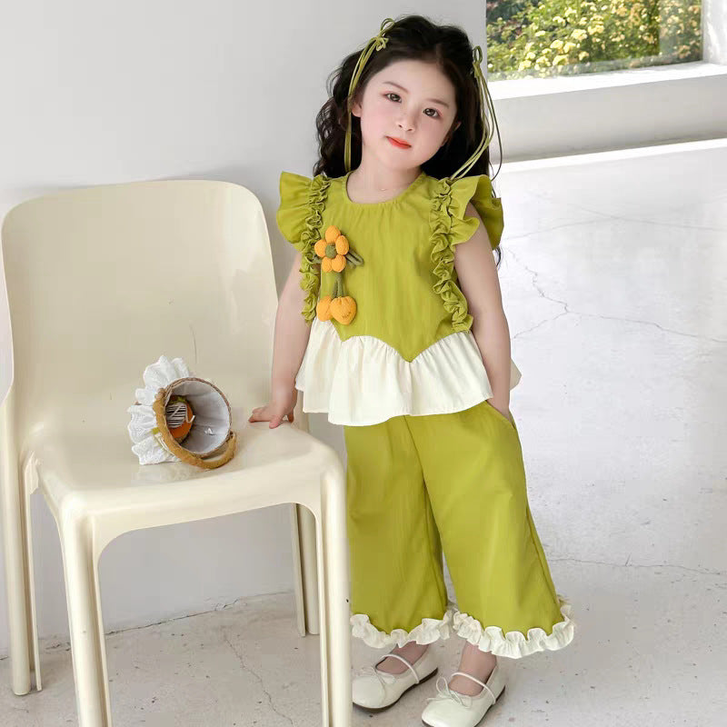 Girls Korean Style Summer Two Piece Outfit 2025 Set