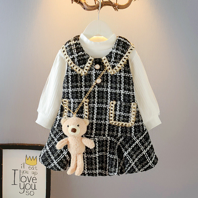 Girls Chanel Style Fleece Dress Two Piece Set Baby