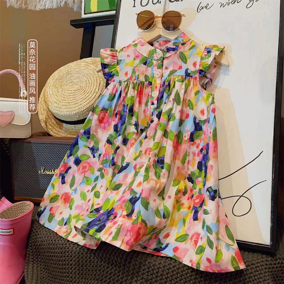 Girls Monet Garden Floral Princess Dress Summer 2024