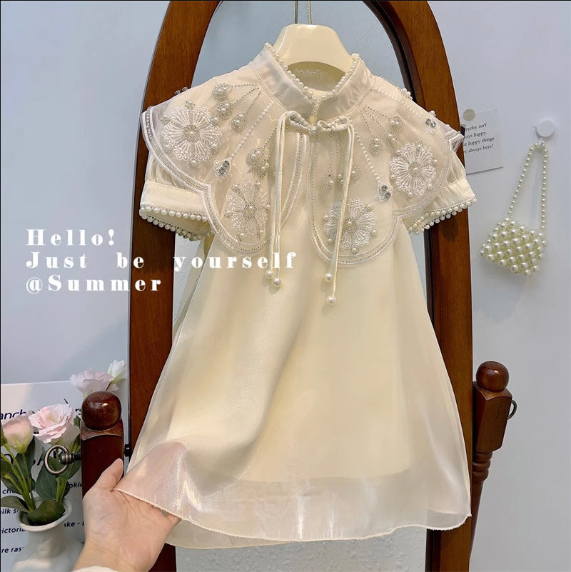 Girls Retro Cheongsam Princess Dress Summer 2025