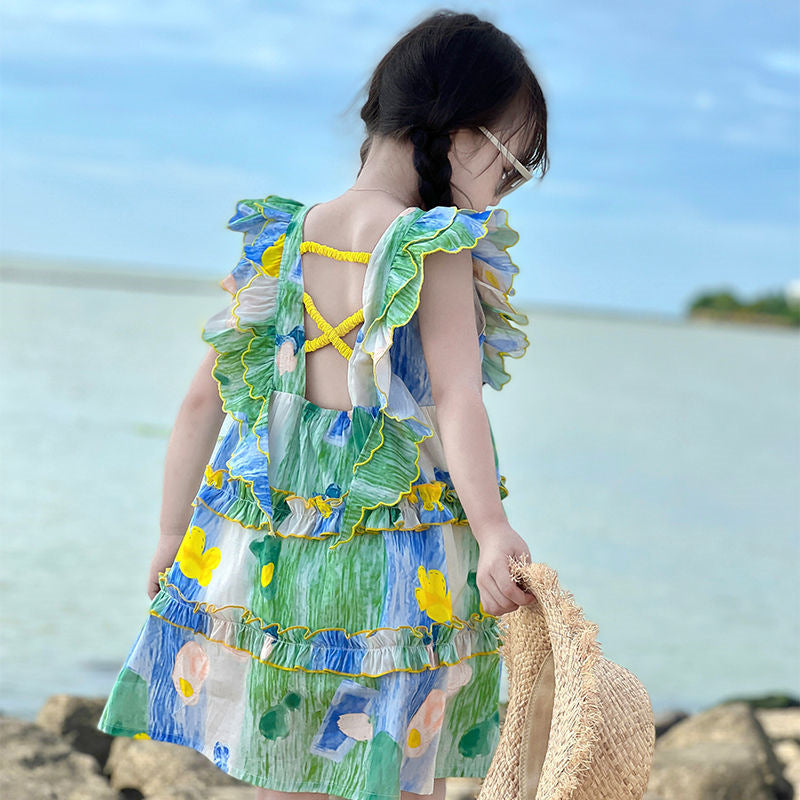 Girls Beach Princess Dress Summer 2024 Fashion