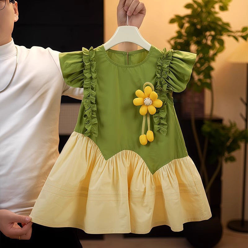 Girls Korean Lace Princess Dress Summer Flying Sleeve