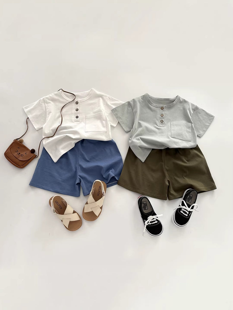 Summer Essential: Pure Cotton Boys’ Short-Sleeve Cardigan Suit