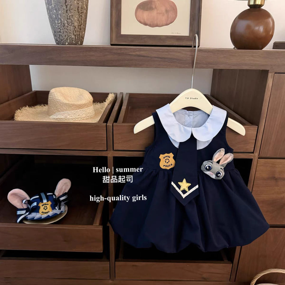 Girls Cute Rabbit Collar Princess Dress Summer Style