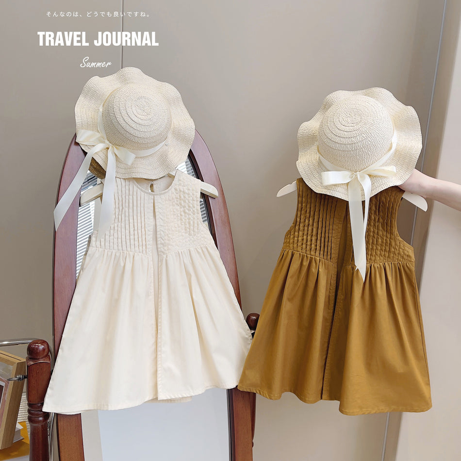 Girls Sleeveless Pleated Vest Dress Korean Style