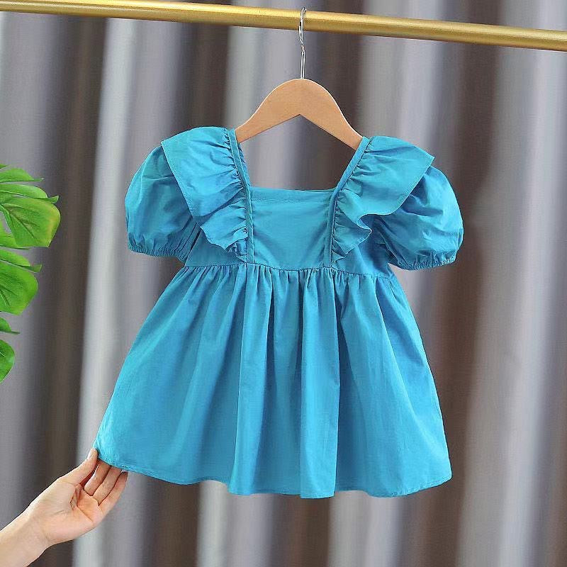 Girls Bubble Sleeve Korean Style Summer Dress