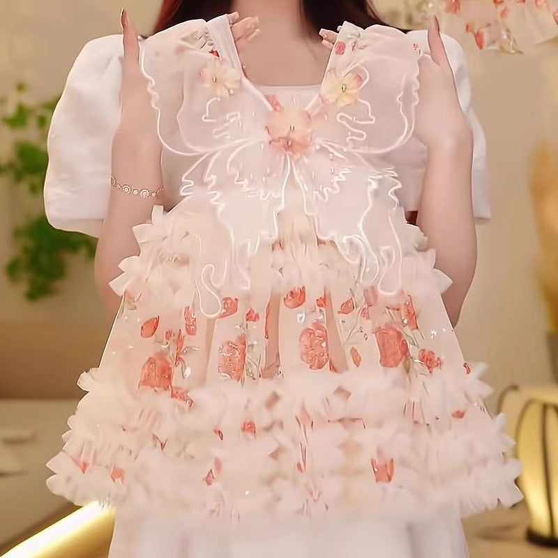 Girls Floral Butterfly Wings Princess Dress Summer