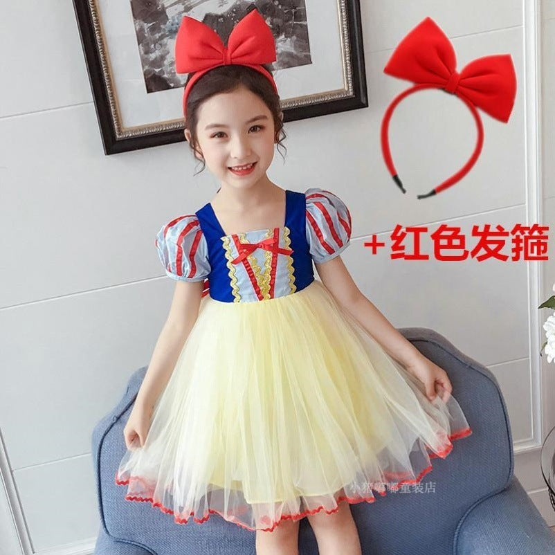 Girls Snow White Princess Dress Puffy Birthday Dress