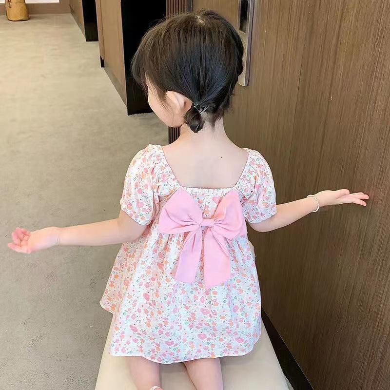 Girls Floral Princess Dress Short Sleeve Summer 2024