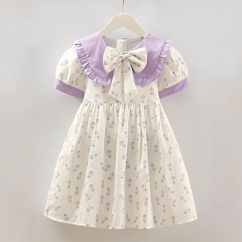 Girls Floral Chiffon Princess Dress Summer Korean Style
