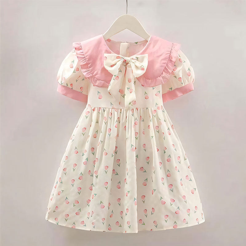 Girls Floral Chiffon Princess Dress Korean Style Summer