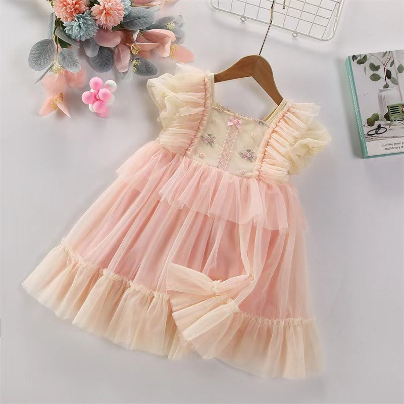Girls Lolita Mesh Princess Dress Birthday Ruffle Style