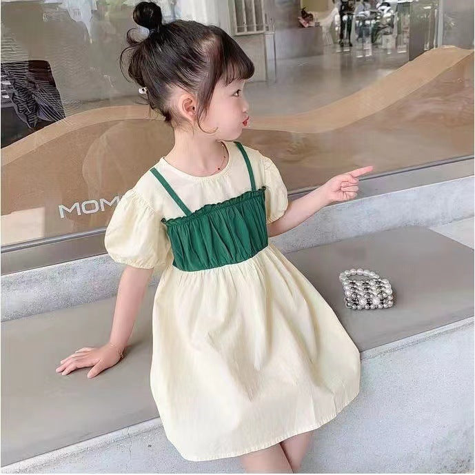 Girls Korean Cheongsam Dress Retro Buckle Summer 2024