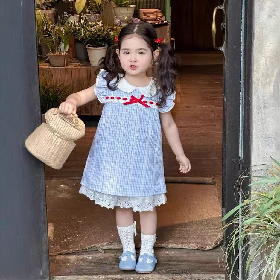 Girls Doll Collar Vest Dress Sleeveless Summer Style