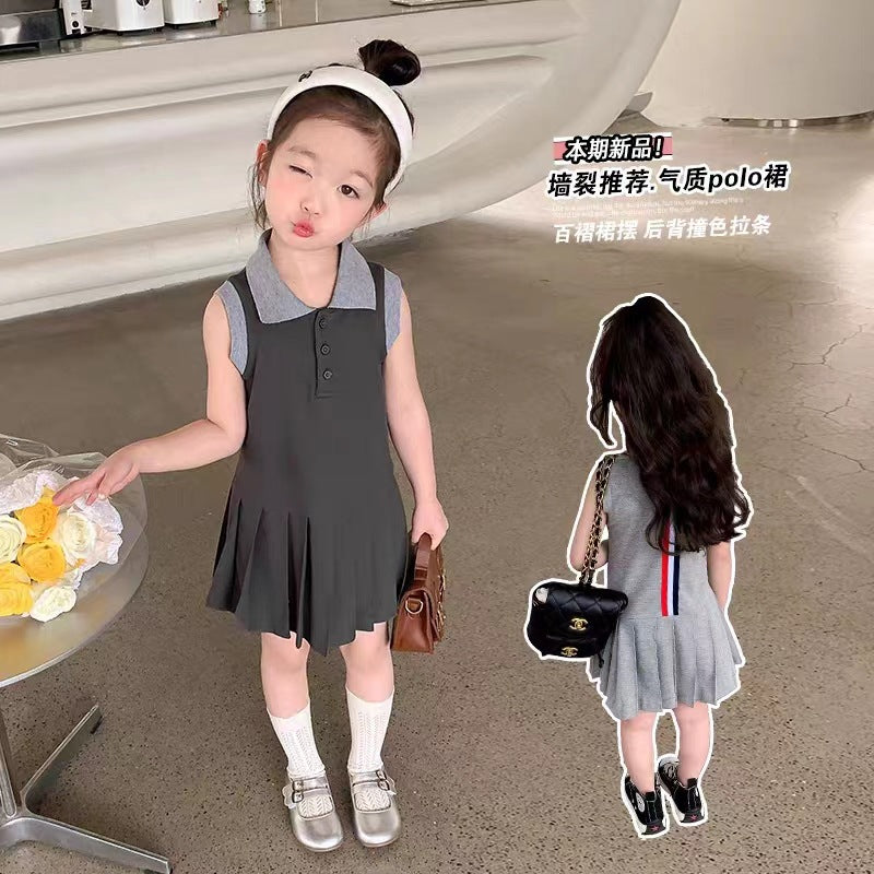 Girls Korean Polo Dress Sleeveless Summer 2024