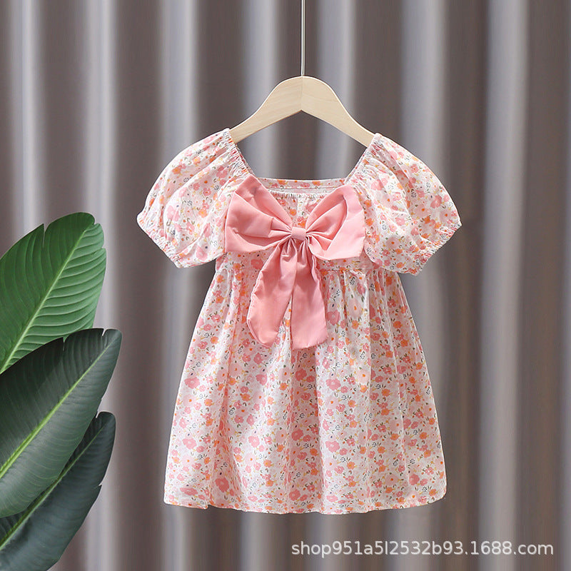 Girls Floral Princess Dress Short Sleeve Summer 2025