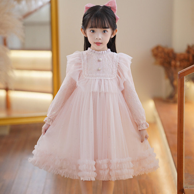 Girls Lolita Princess Dress Fluffy Yarn Autumn Style