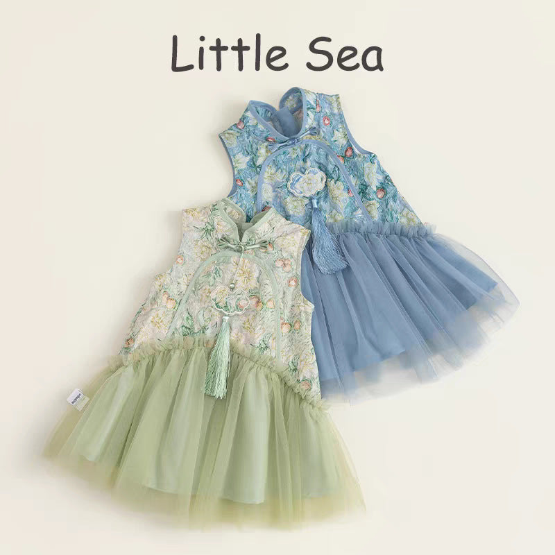 Girls Chinese Hanfu Mesh Princess Dress Summer