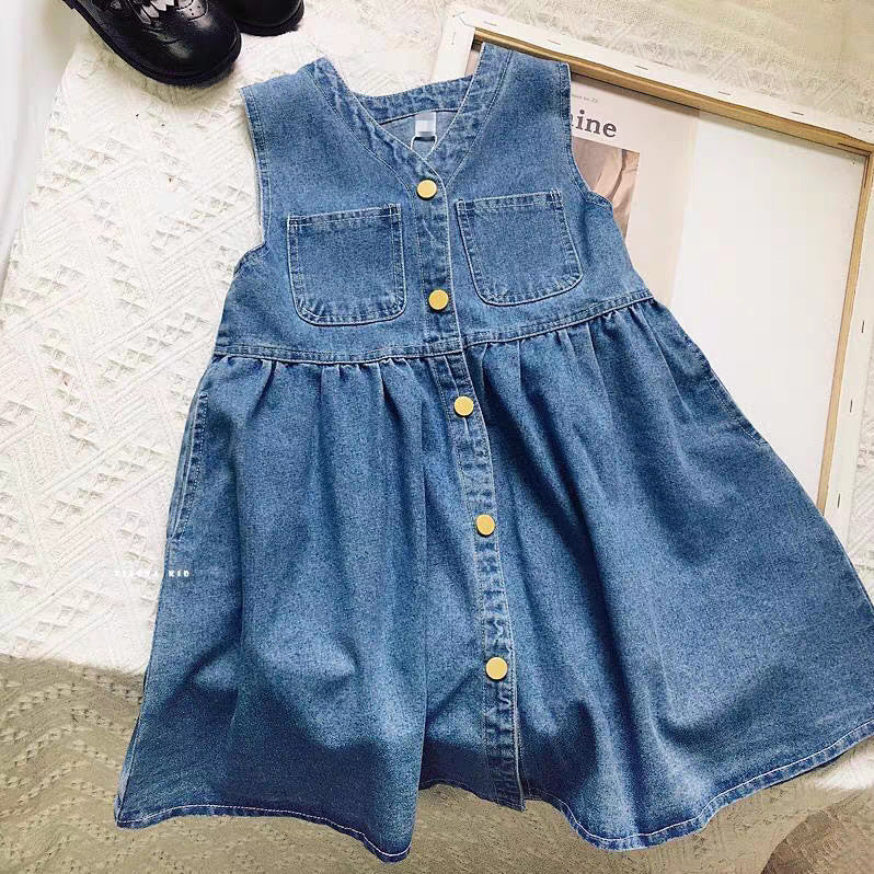 Girls Denim Princess Skirt Dress Spring Style