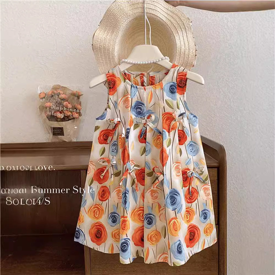 Girls Beach Holiday Dress Sleeveless Summer Long Dress