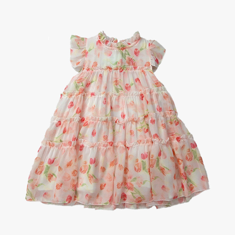 Girls Floral Fairy Princess Dress Summer 2024 New