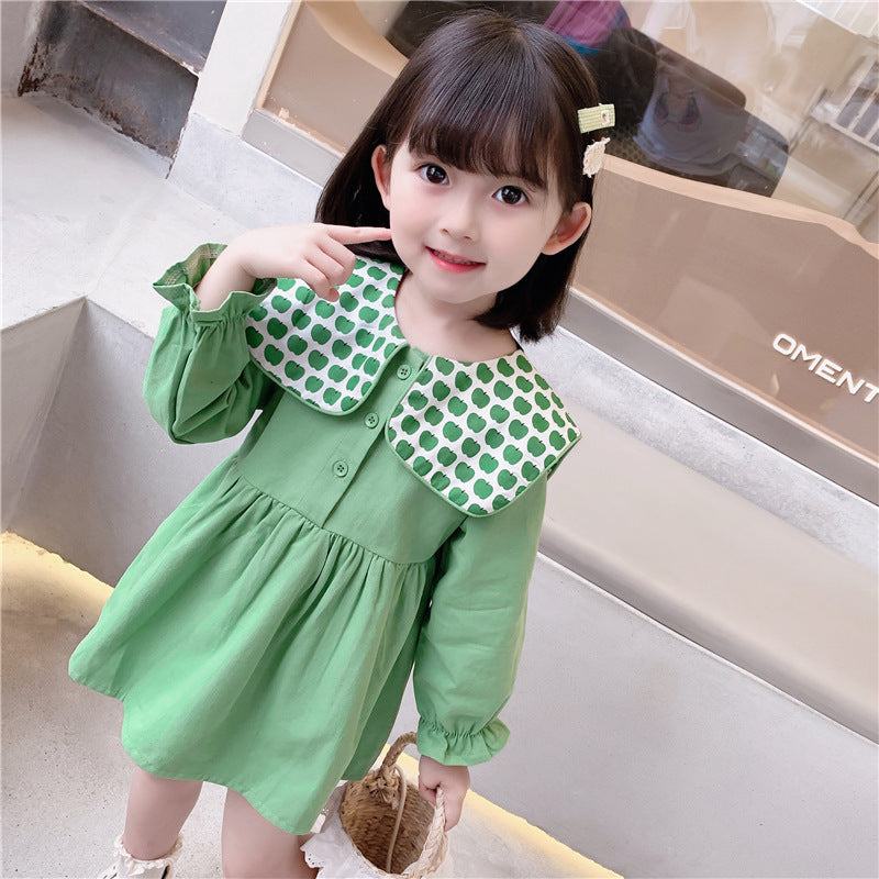Girls Doll Collar Princess Dress Spring Autumn 2024