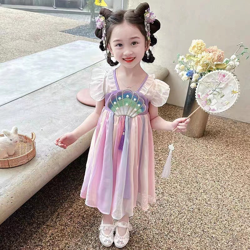 Girls Han Dynasty Tang Suit Dress Summer Princess