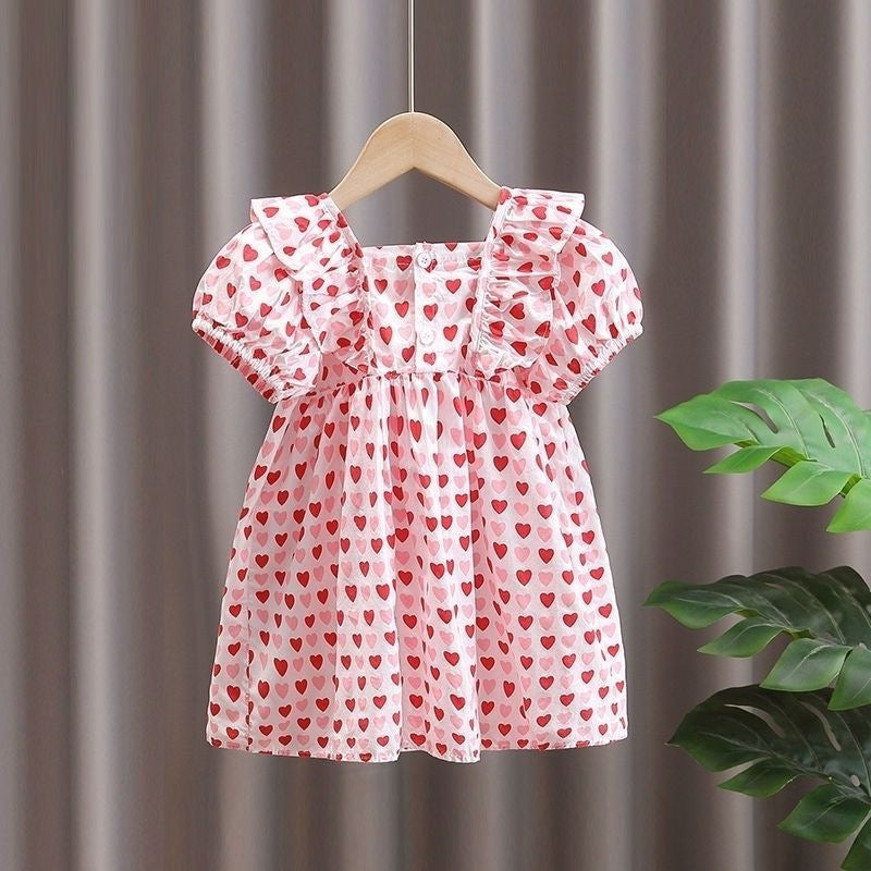 Girls Floral Cotton Dress Flying Sleeve Summer 2024