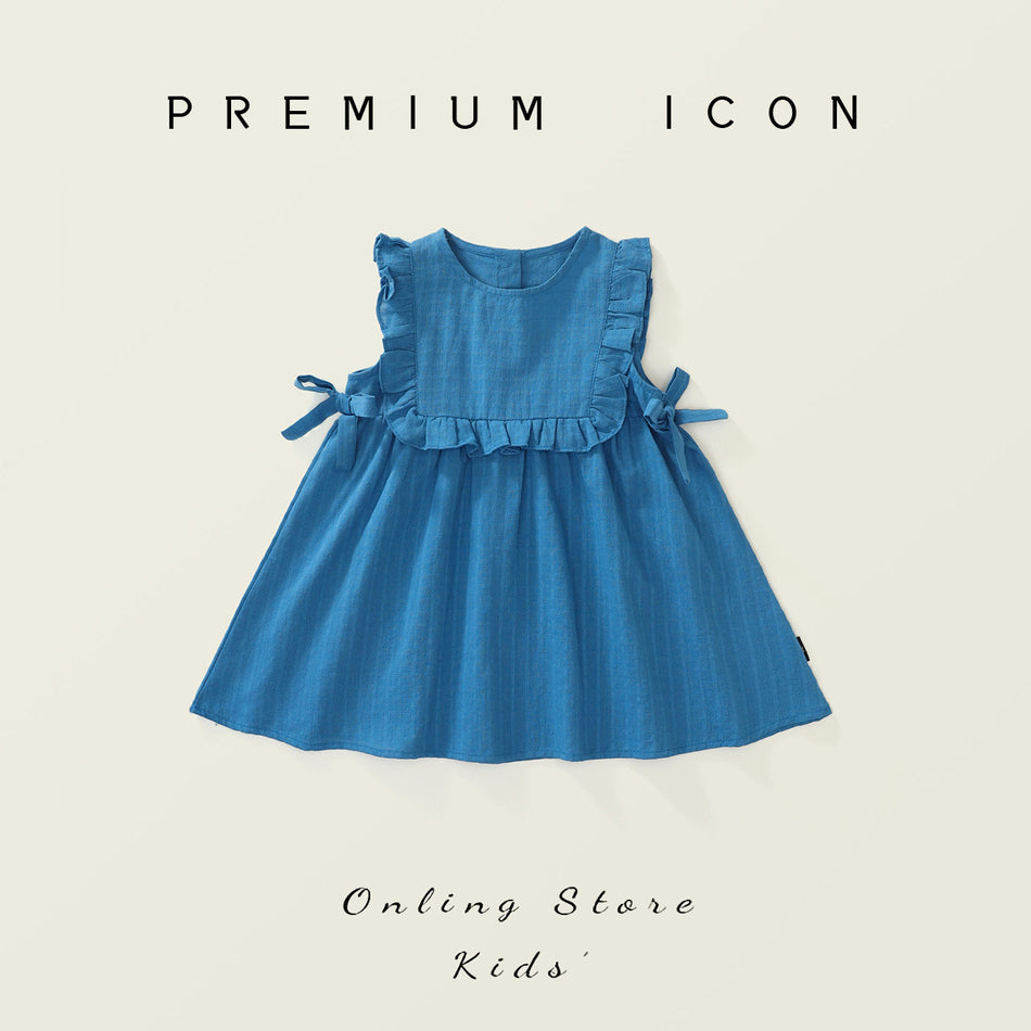 Girls Lace Blue Vest Dress Summer 2025 Korean Style