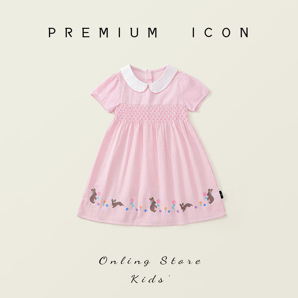 Girls Embroidered Lapel Dress Summer 2025 Princess