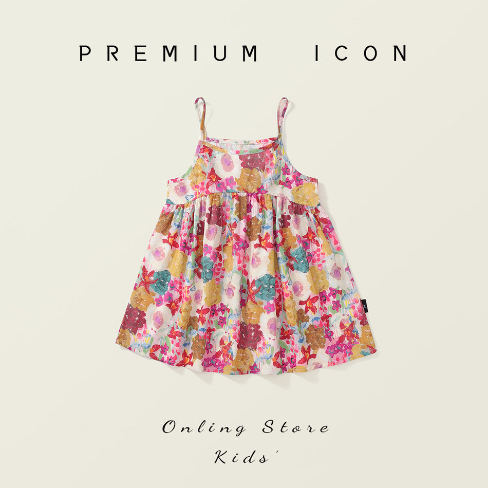 Girls Floral Suspender Dress Cotton Summer 2025