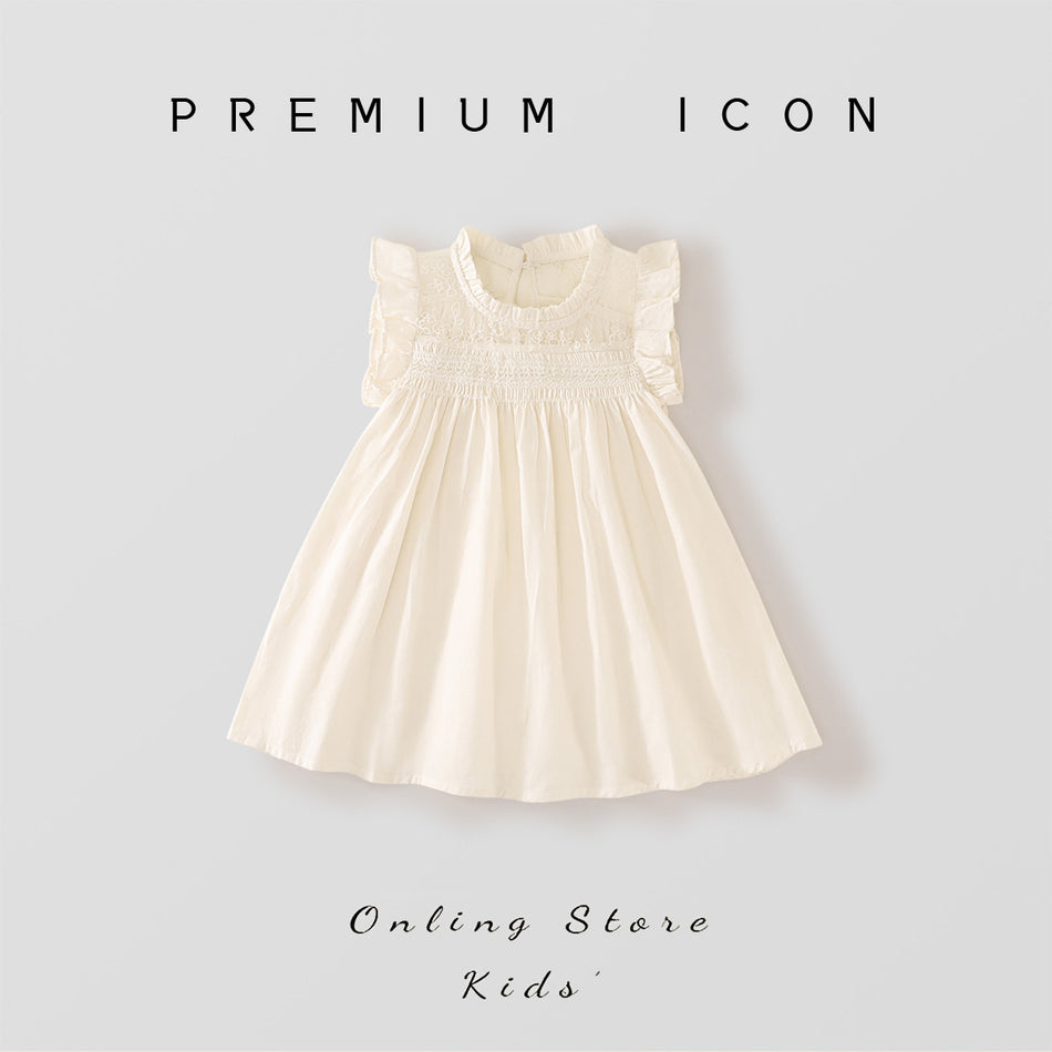 Girls Flying Sleeve French Dress Summer 2025 Princess
