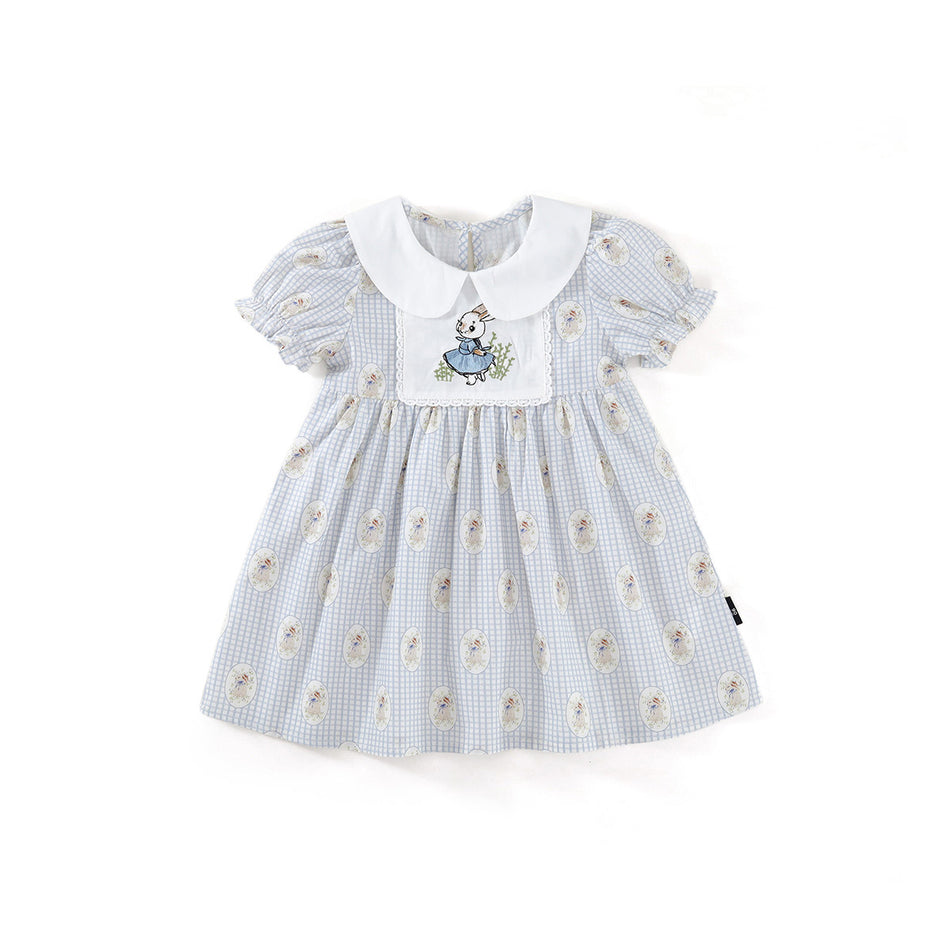 Girls Plaid Animal Embroidery Dress Summer 2026