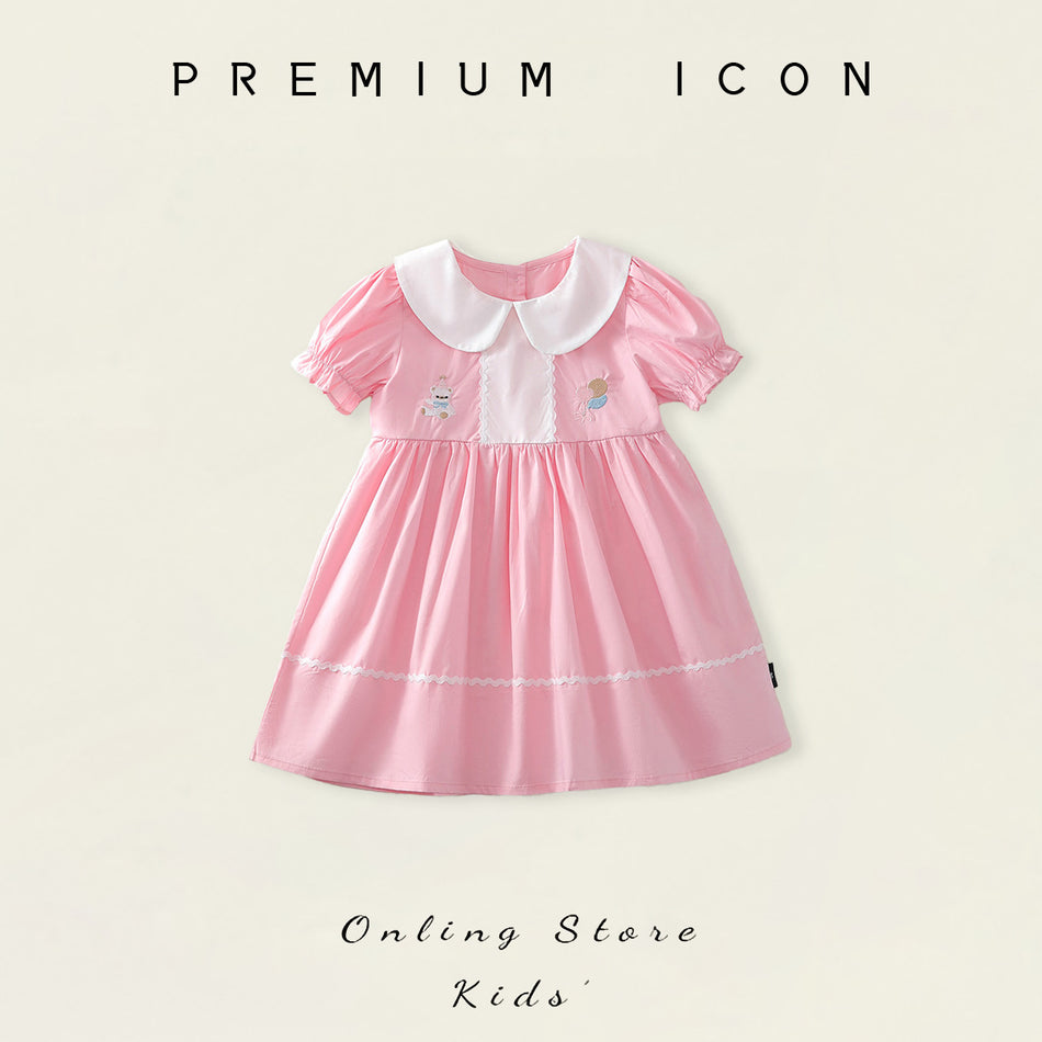 Girls Doll Collar Cotton Dress 2026 Summer Princess
