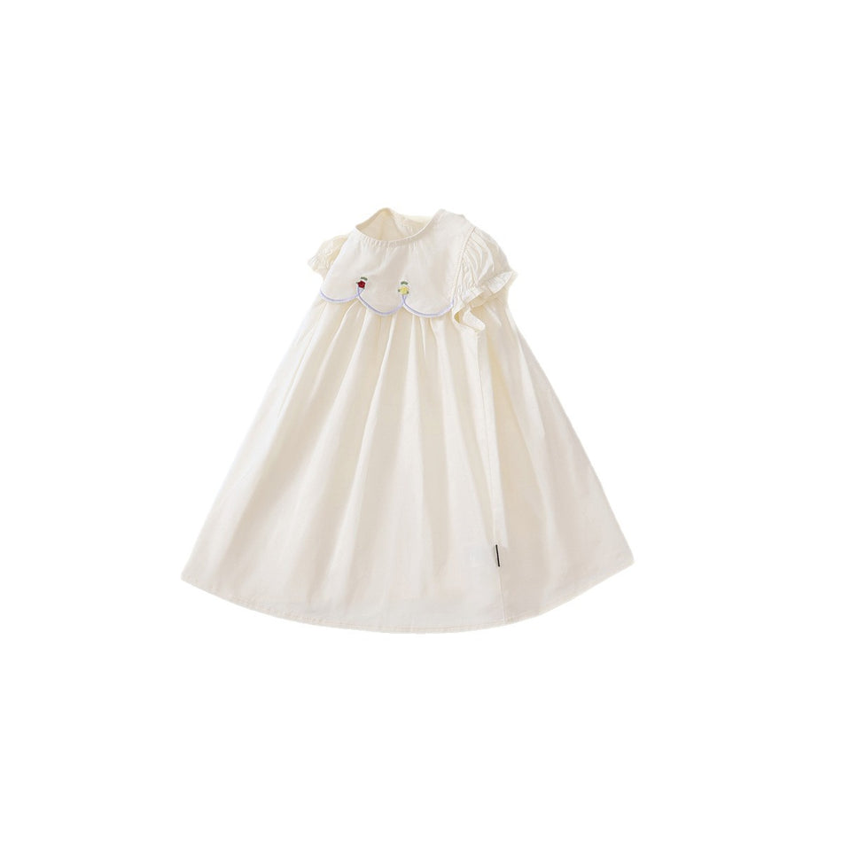 Girls French Rose Embroidered Summer Dress 2025