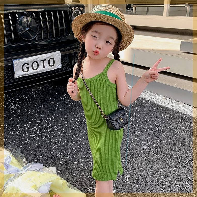 Girls Knitted Suspender Skirt Korean Summer Style