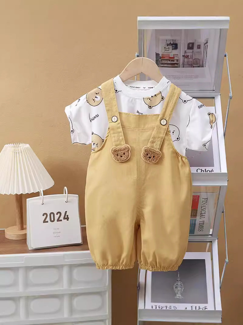 Kids Summer Short Sleeve Overalls Set 2025