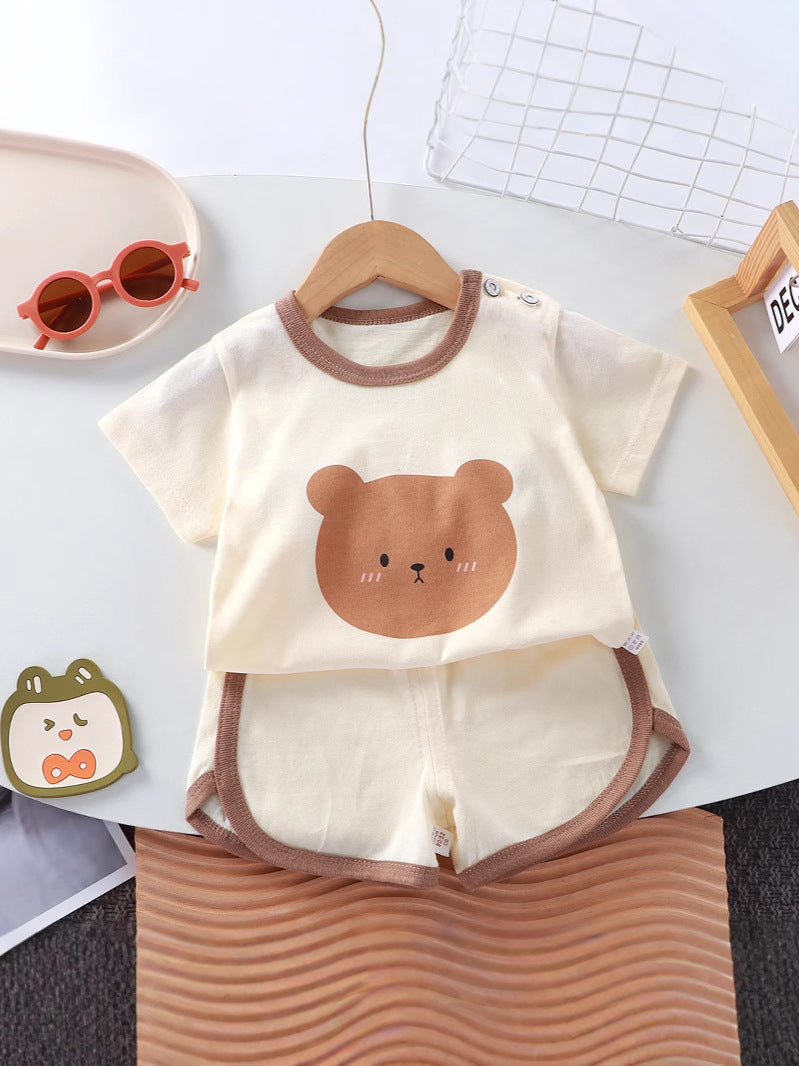 Kids Cotton T-Shirt Set Summer Korean Style Outfit