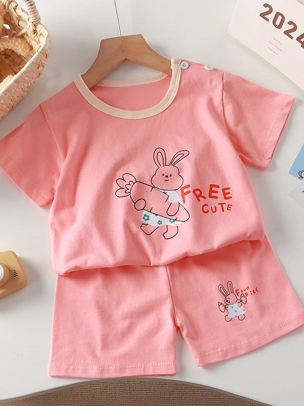 Kids Cotton Shorts Set Summer Unisex Outfit