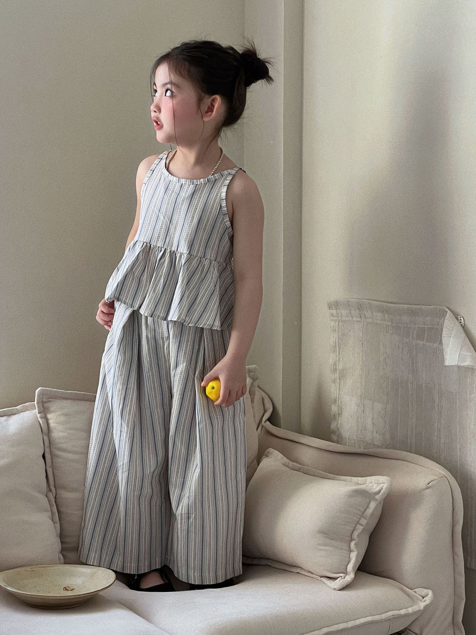 Girls Cotton Linen Camisole Set Wide Leg Pants 2026