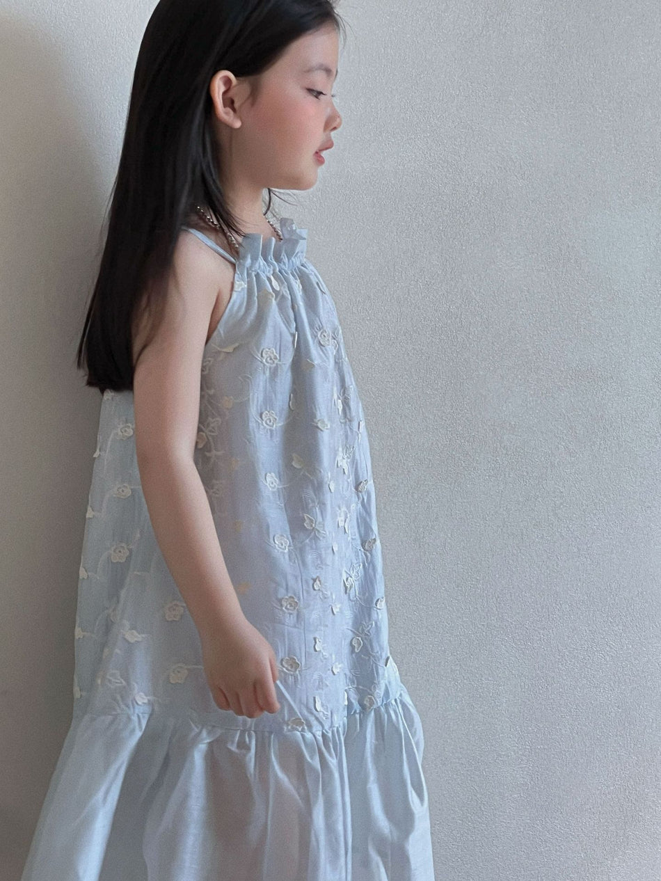 Girls White Jacquard Suspender Dress Summer 2026