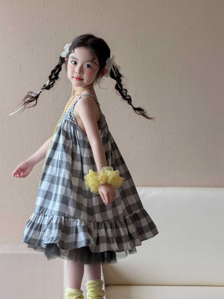 Girls Plaid Suspender Dress Mori Style 2026 Summer