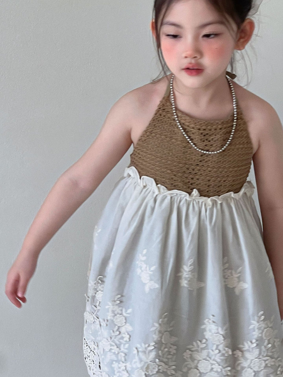 Girls Korean Suspender Lace Dress Summer 2026
