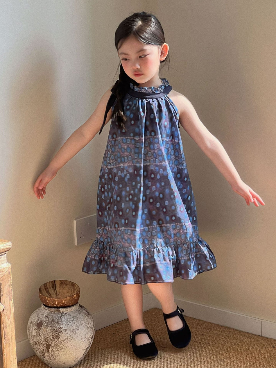 Girls Blue Floral A-Line Vest Dress Summer 2026