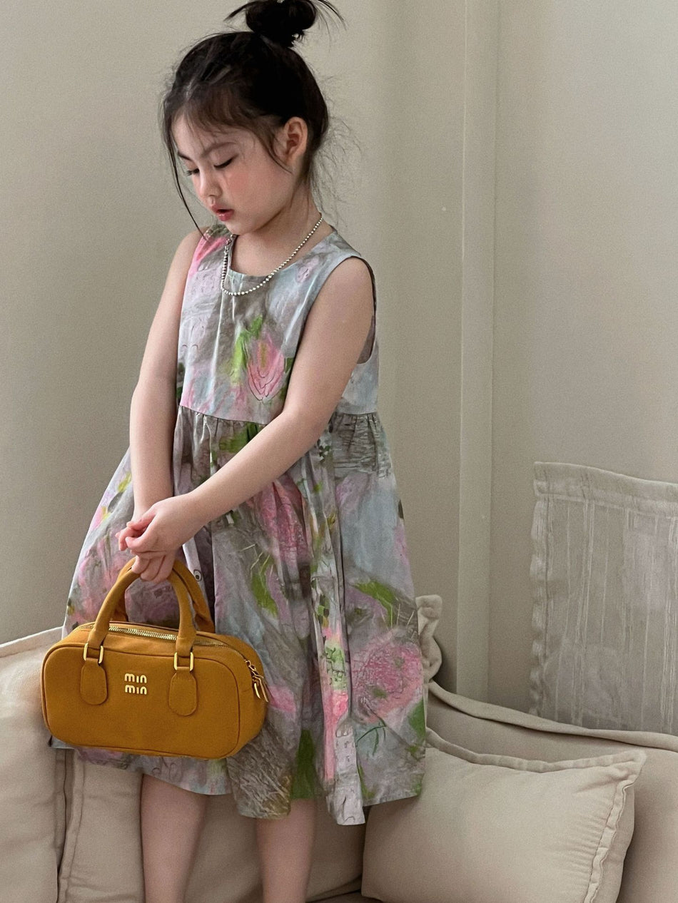 Girls Sleeveless Vest Dress Printed Cotton Summer 2026