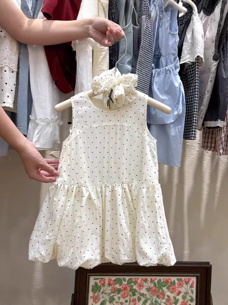 Girls Polka Dot Suspender A-Line Dress Summer 2026
