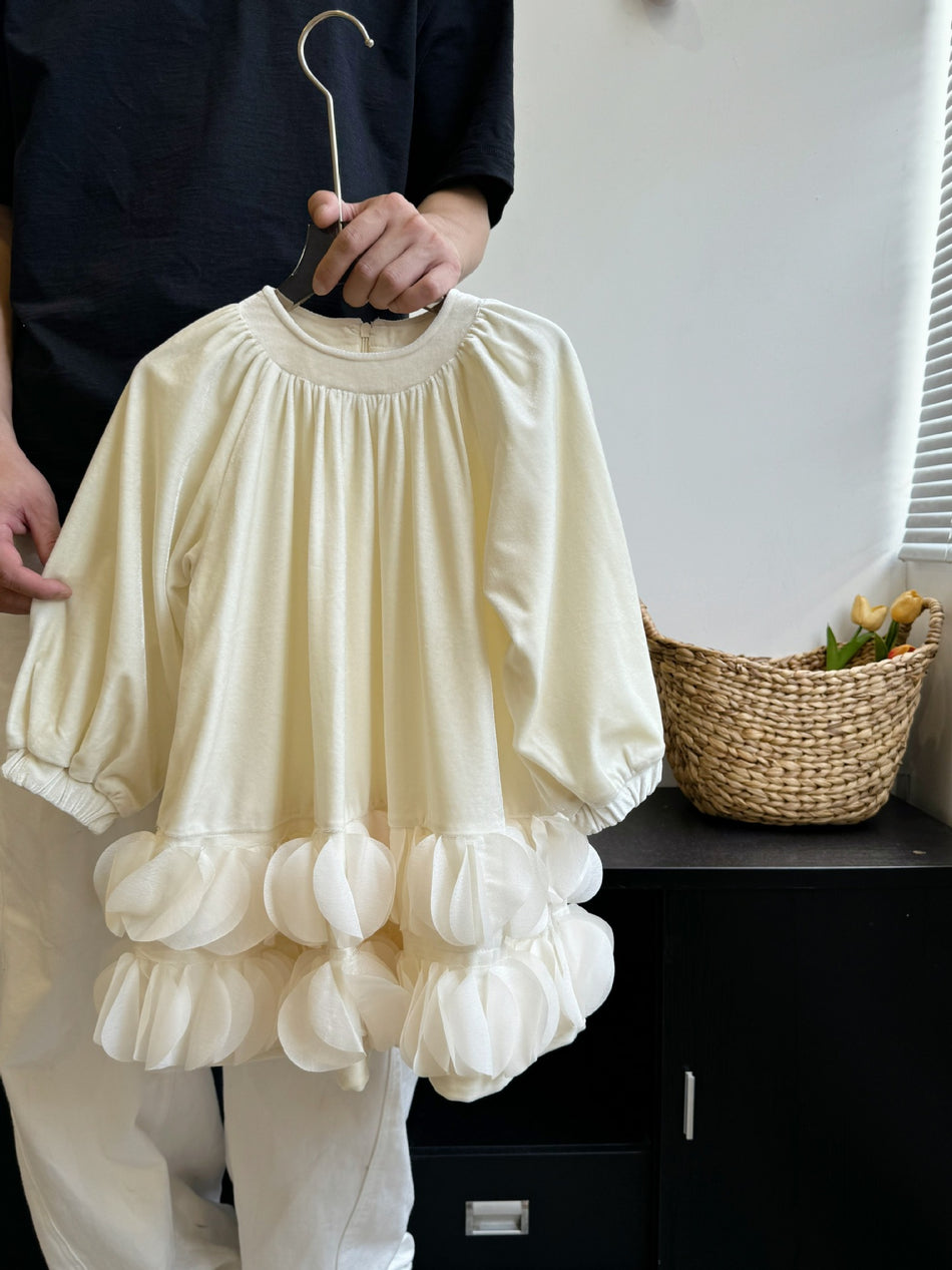 Girls Velvet Petal Princess Dress Autumn 2026