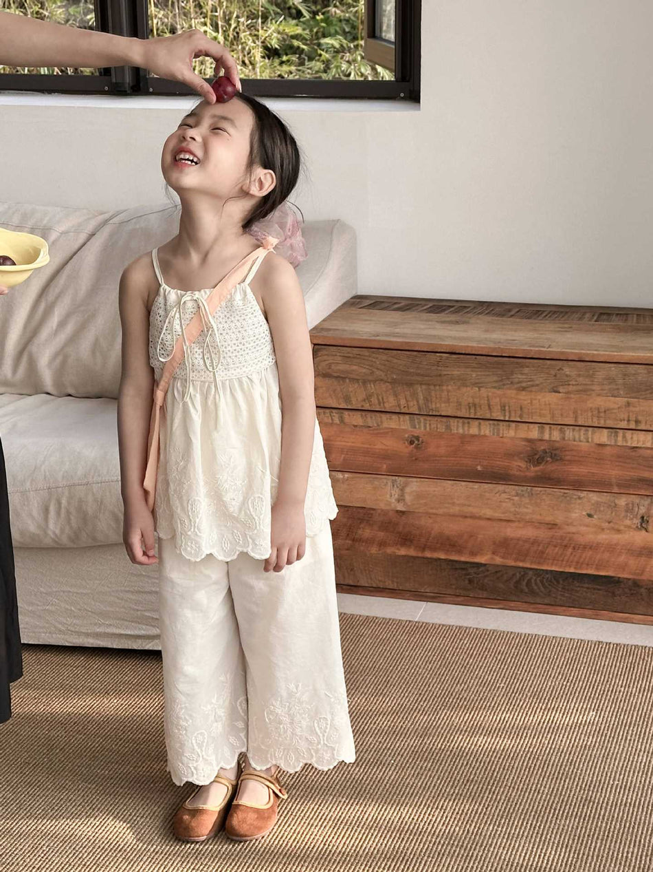 Girls Korean Suspender Set Wide Leg Pants Summer 2026